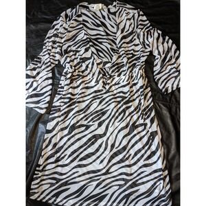 Wave Zone Zebra Print Mesh Duster Kimono Robe Cover Up Women M